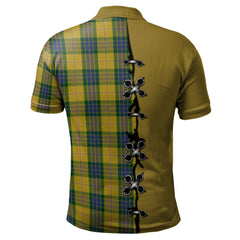 Fraser Yellow Tartan Polo Shirt - Lion Rampant And Celtic Thistle Style