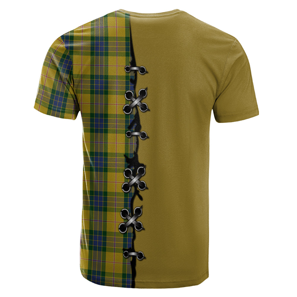 Fraser Yellow Tartan T-shirt - Lion Rampant And Celtic Thistle Style