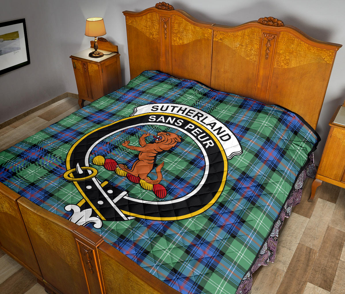Sutherland Ancient Tartan Crest Quilt - SP