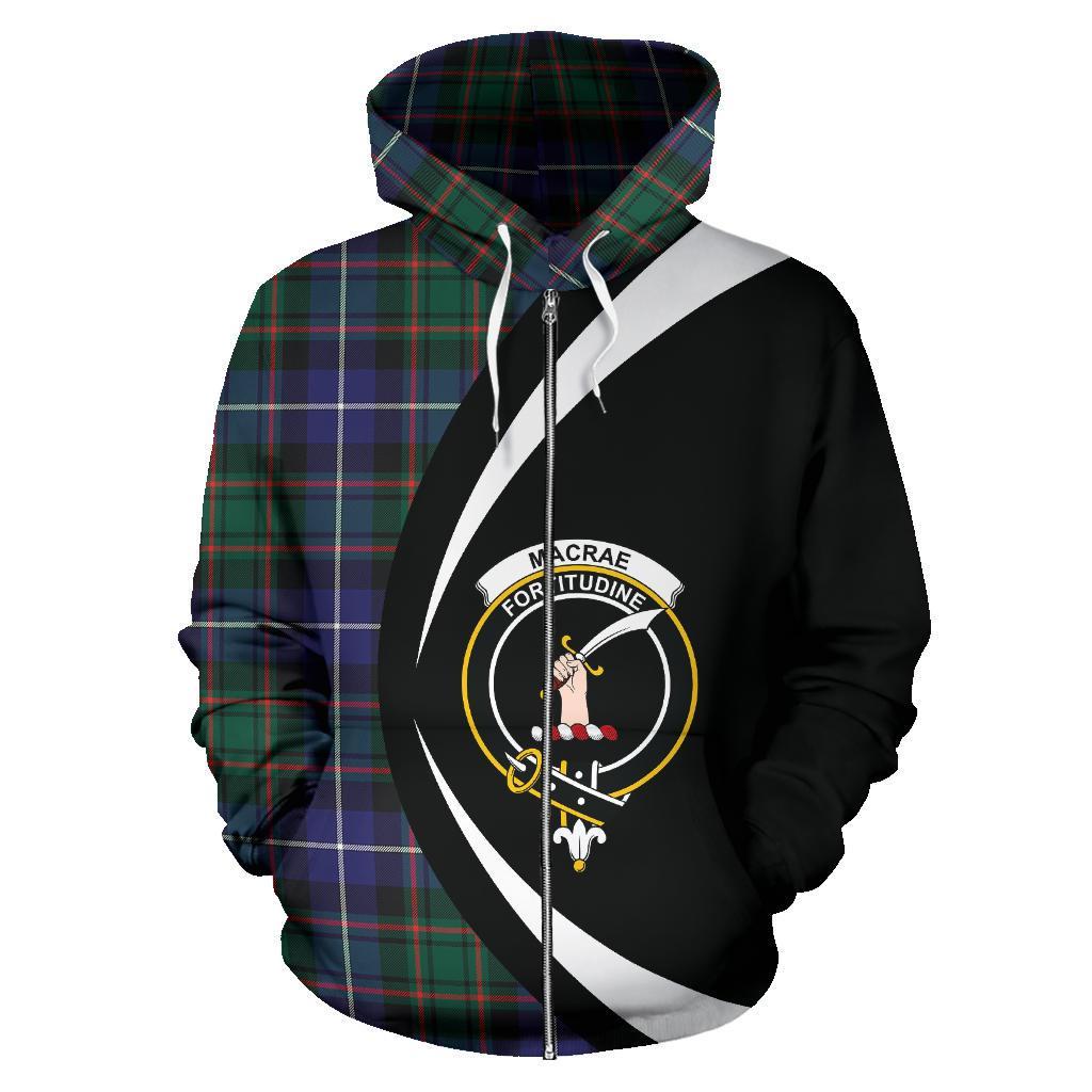 MacRae Hunting Modern Tartan Crest Zipper Hoodie - Circle Style