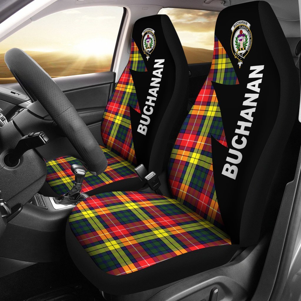 Buchanan Tartan Crest Car Seat Cover - Flash Style
