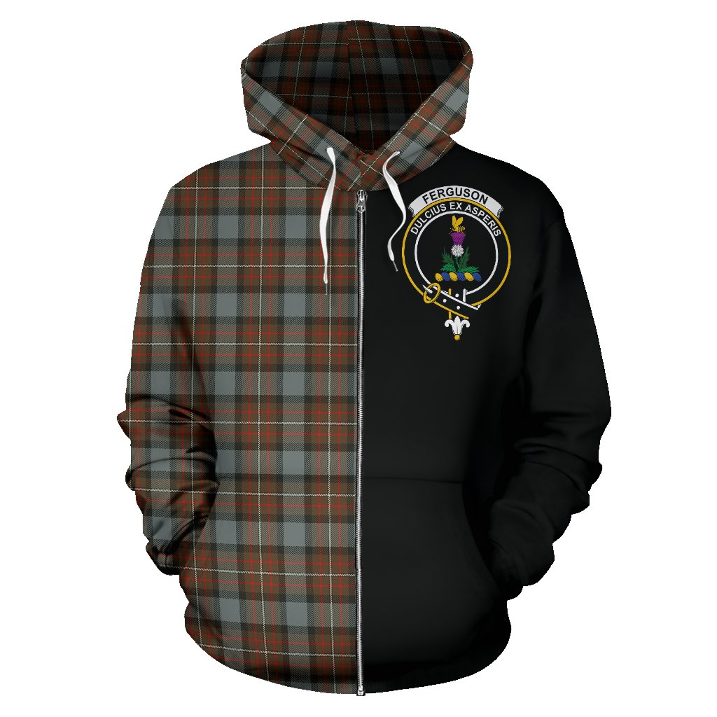 Fergusson Weathered Tartan Crest Zipper Hoodie - Half Of Me Style