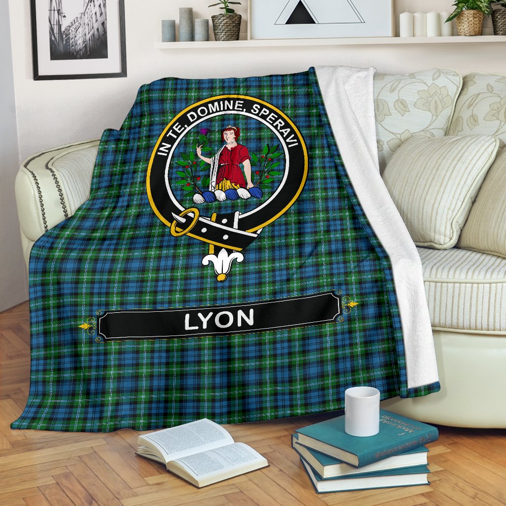 Lyon Family Tartan Crest Blanket - 3 Sizes