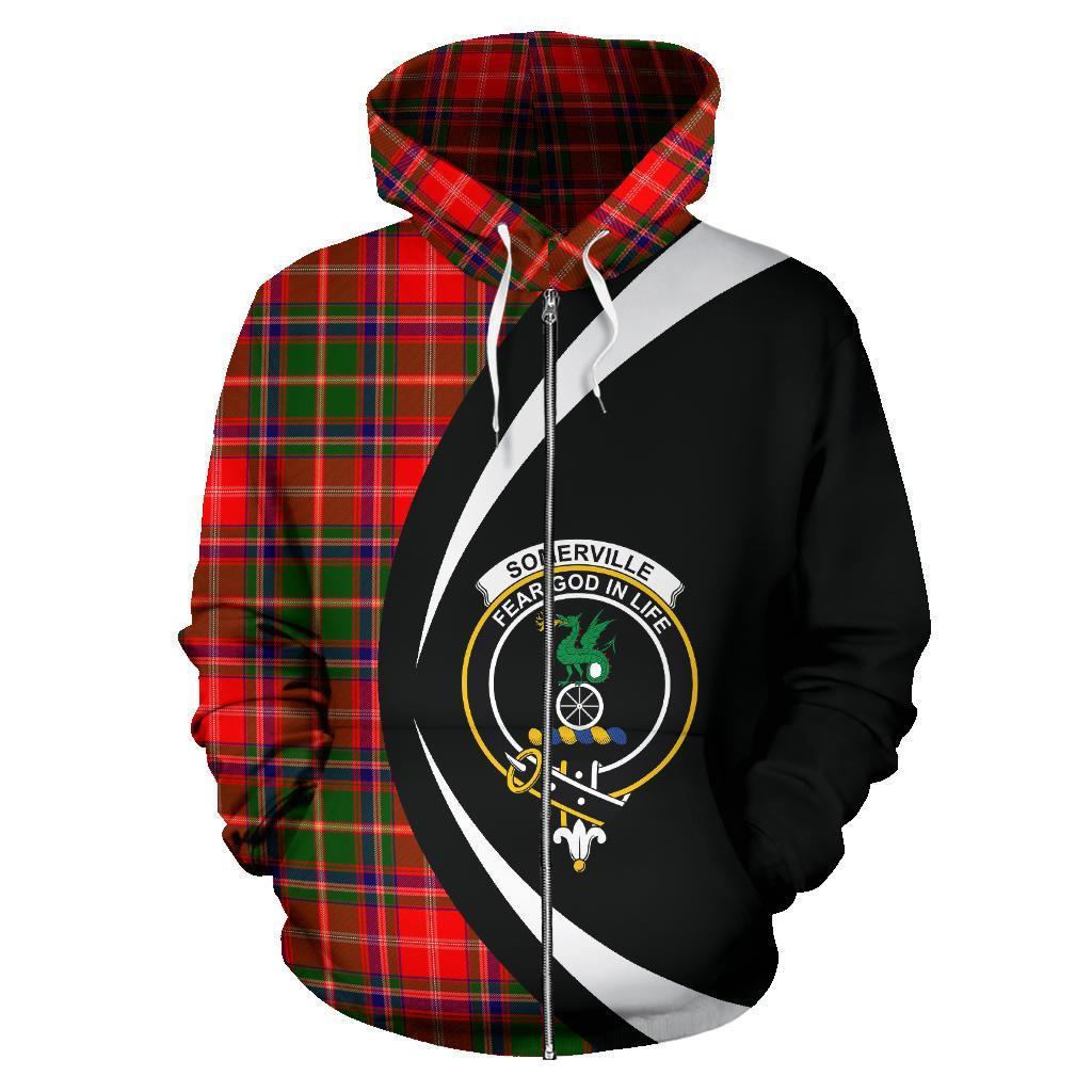 Somerville Modern Tartan Crest Zipper Hoodie - Circle Style