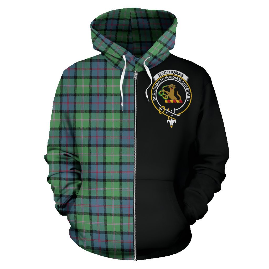 MacThomas Ancient Tartan Crest Zipper Hoodie - Half Of Me Style