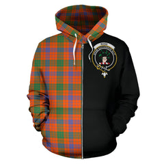 Ross Ancient Tartan Crest Zipper Hoodie - Half Of Me Style