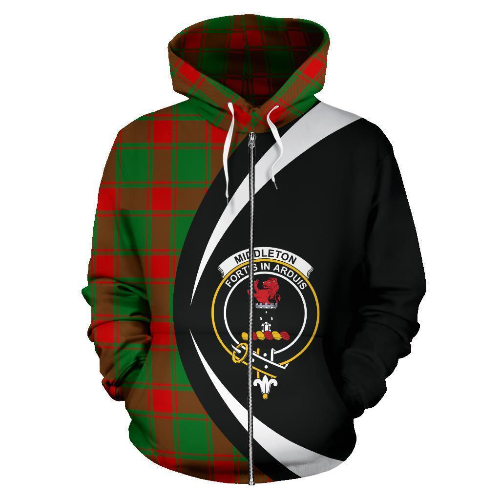 Middleton Modern Tartan Crest Zipper Hoodie - Circle Style