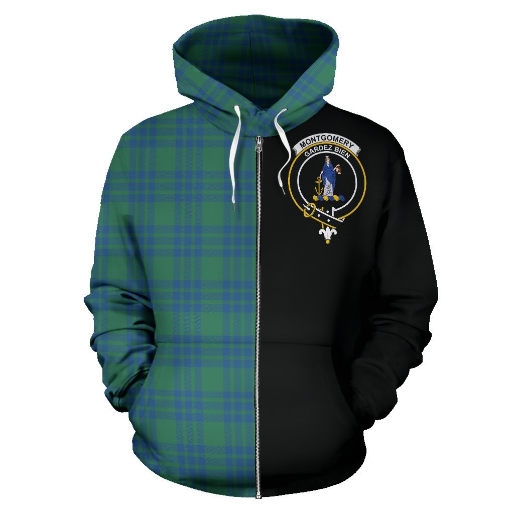 Montgomery Ancient Tartan Crest Zipper Hoodie - Half Of Me Style