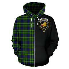 Campbell of Breadalbane Modern Tartan Crest Zipper Hoodie - Half Of Me Style