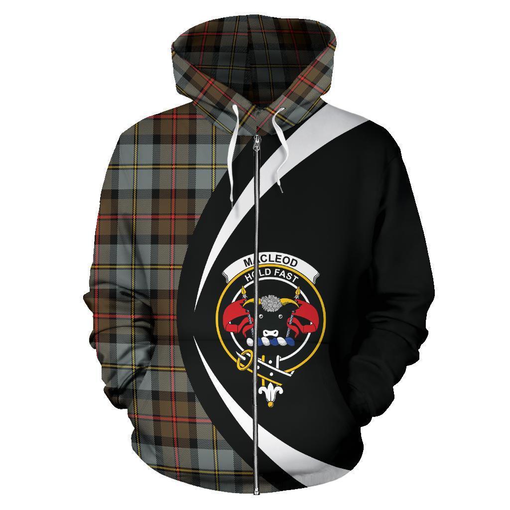 MacLeod of Harris Weathered Tartan Crest Zipper Hoodie - Circle Style