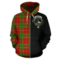 Burnett Ancient Tartan Crest Zipper Hoodie - Half Of Me Style