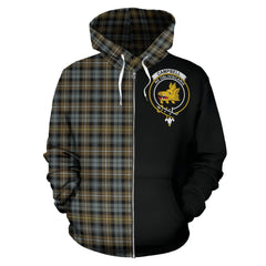 Campbell Argyll Weathered Tartan Crest Zipper Hoodie - Half Of Me Style