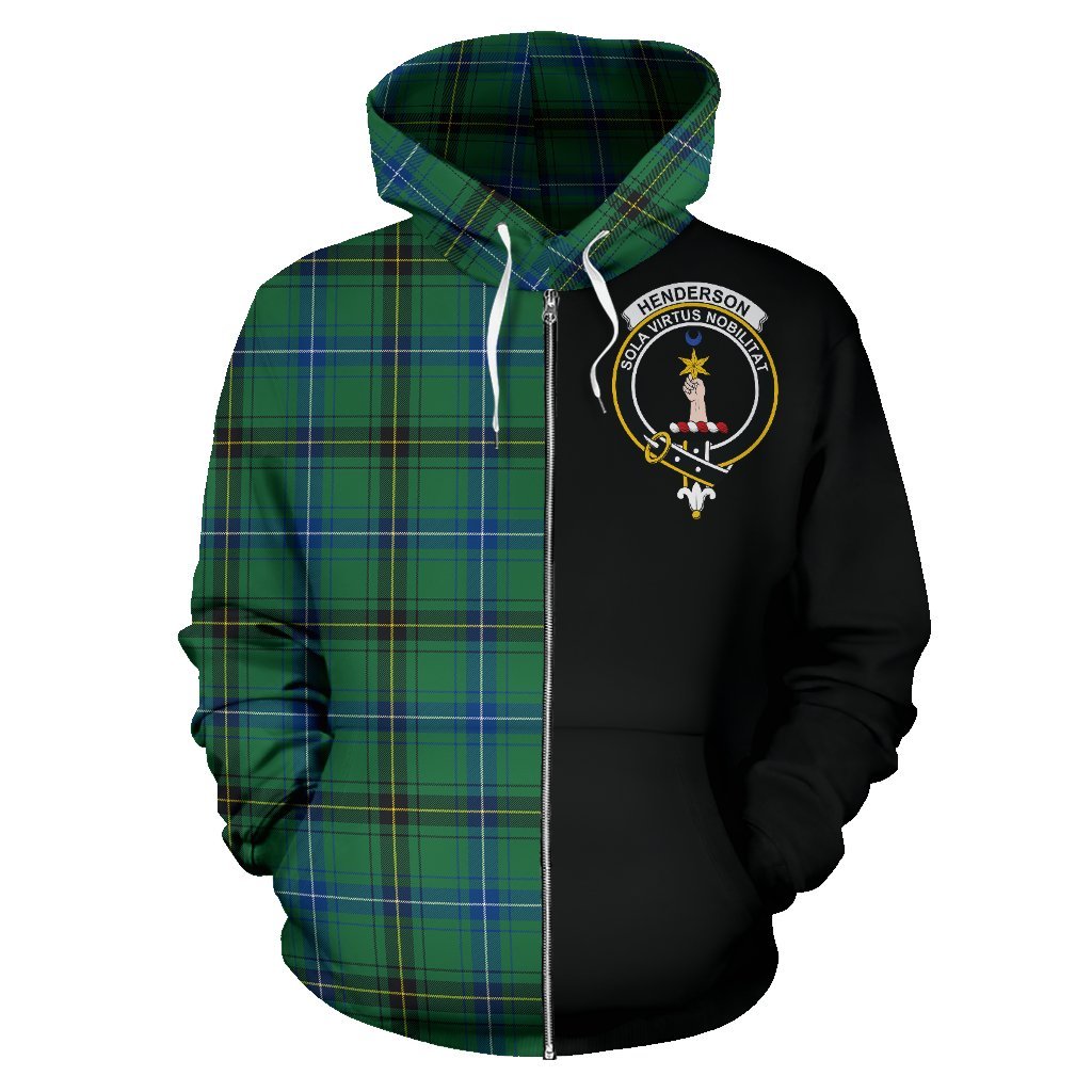 Henderson Ancient Tartan Crest Zipper Hoodie - Half Of Me Style