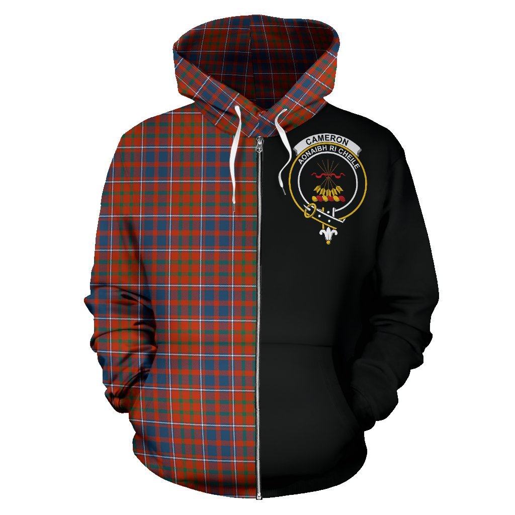 Cameron of Lochiel Ancient Tartan Crest Zipper Hoodie - Half Of Me Style