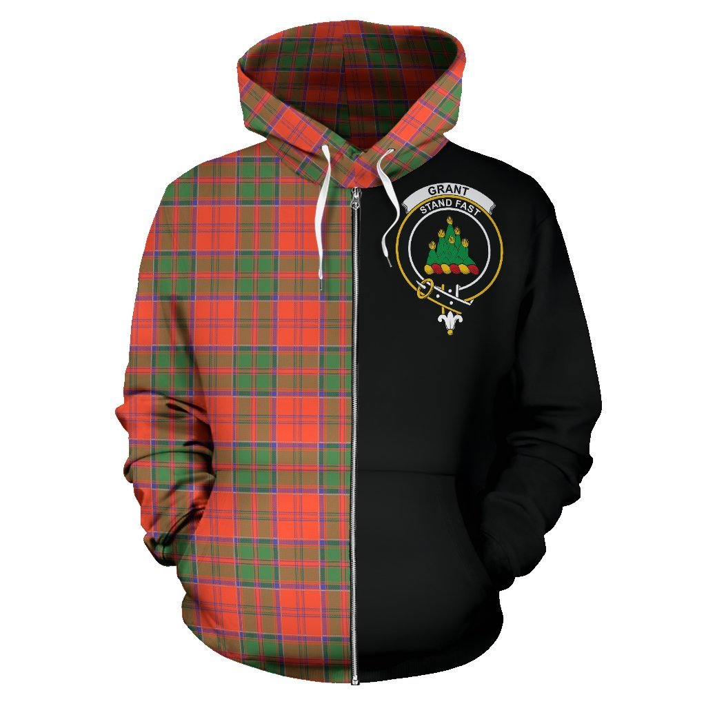 Grant Ancient Tartan Crest Zipper Hoodie - Half Of Me Style