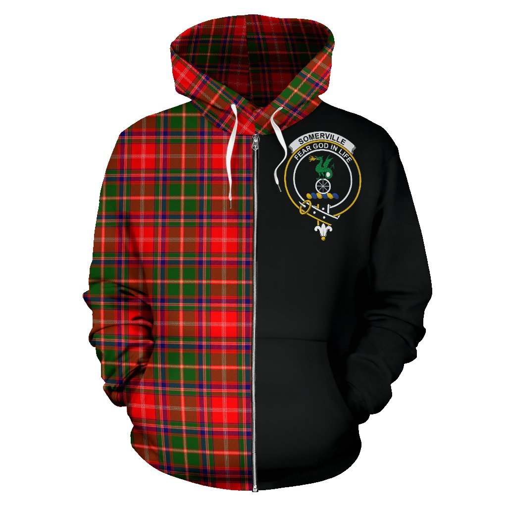 Somerville Modern Tartan Crest Zipper Hoodie - Half Of Me Style