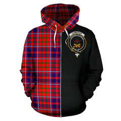Cameron of Lochiel Modern Tartan Crest Zipper Hoodie - Half Of Me Style