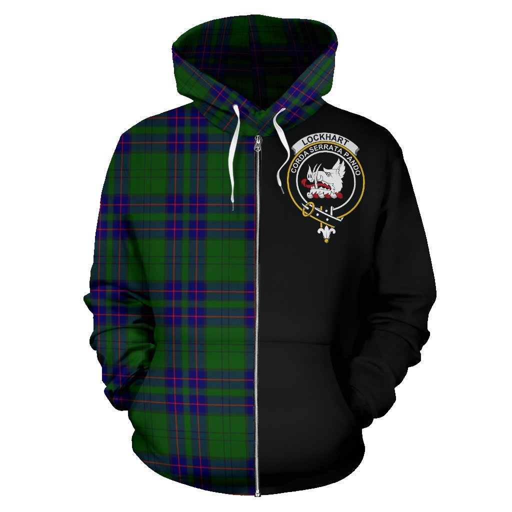 Lockhart Modern Tartan Crest Zipper Hoodie - Half Of Me Style