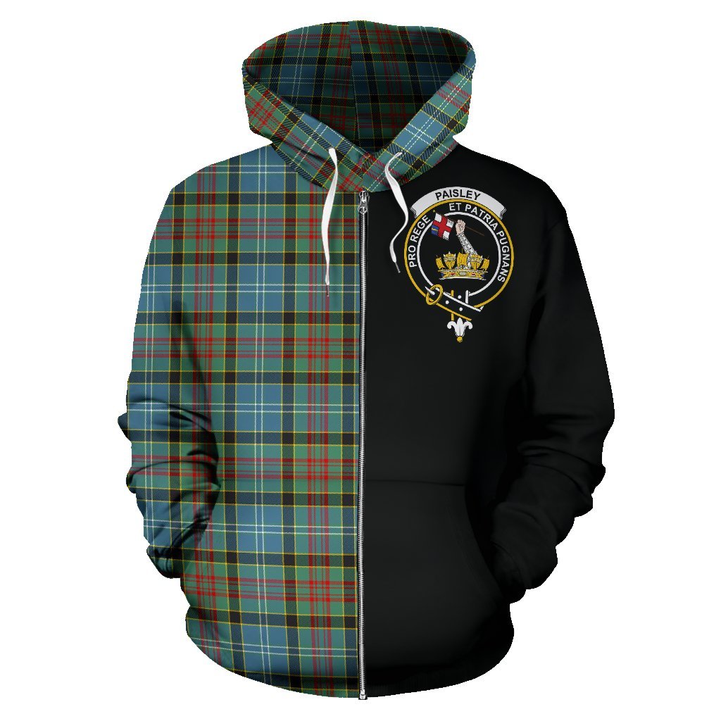 Paisley District Tartan Crest Zipper Hoodie - Half Of Me Style