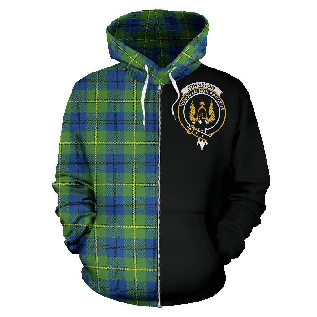 Johnston Ancient Tartan Crest Zipper Hoodie - Half Of Me Style