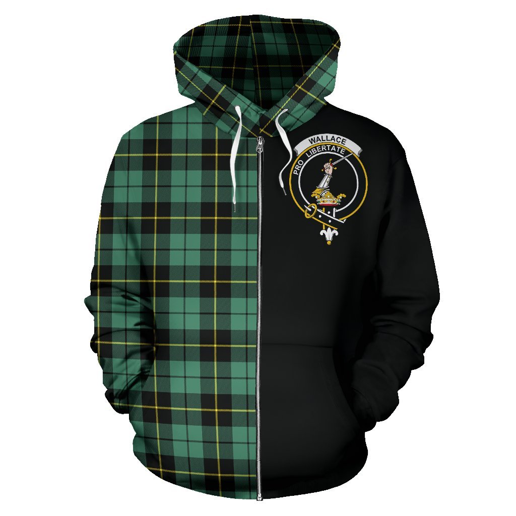 Wallace Hunting Ancient Tartan Crest Zipper Hoodie - Half Of Me Style