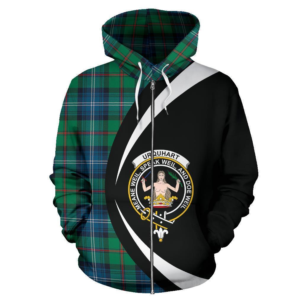 Urquhart Ancient Tartan Crest Zipper Hoodie - Circle Style