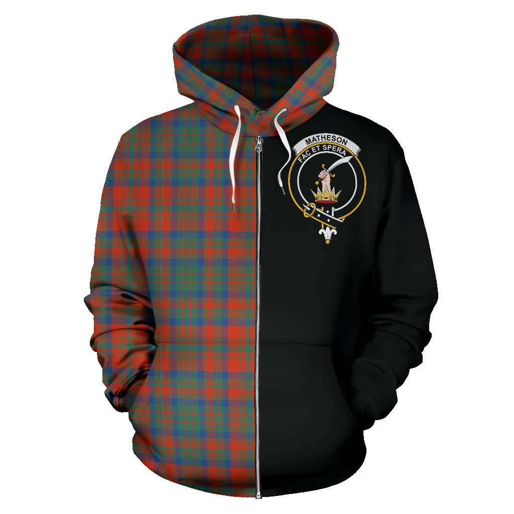 Matheson Ancient Tartan Crest Zipper Hoodie - Half Of Me Style