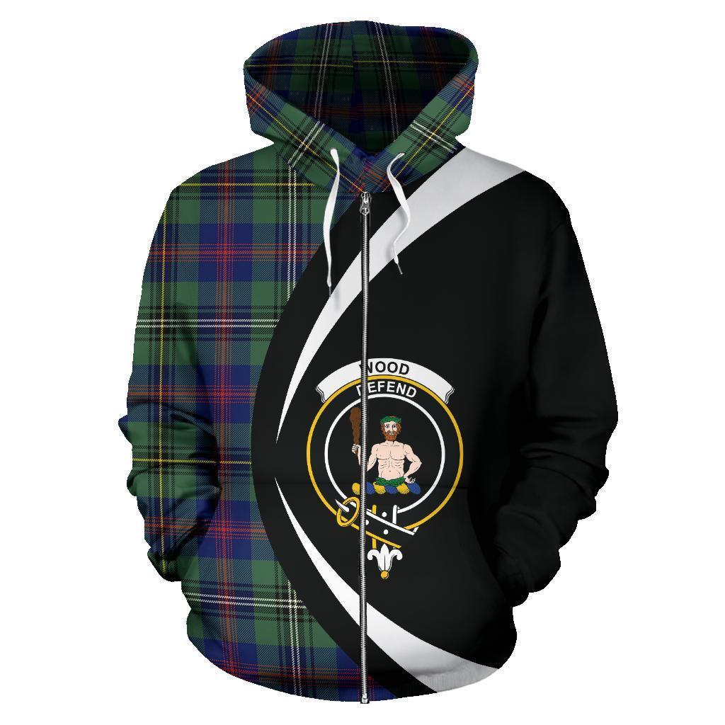 Wood Modern Tartan Crest Zipper Hoodie - Circle Style