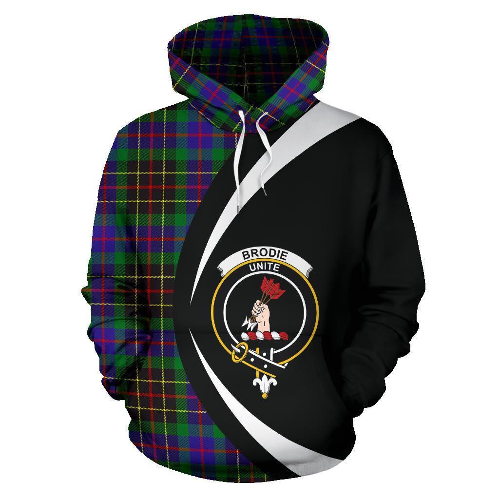 Brodie Hunting Modern Tartan Crest Hoodie - Circle Style