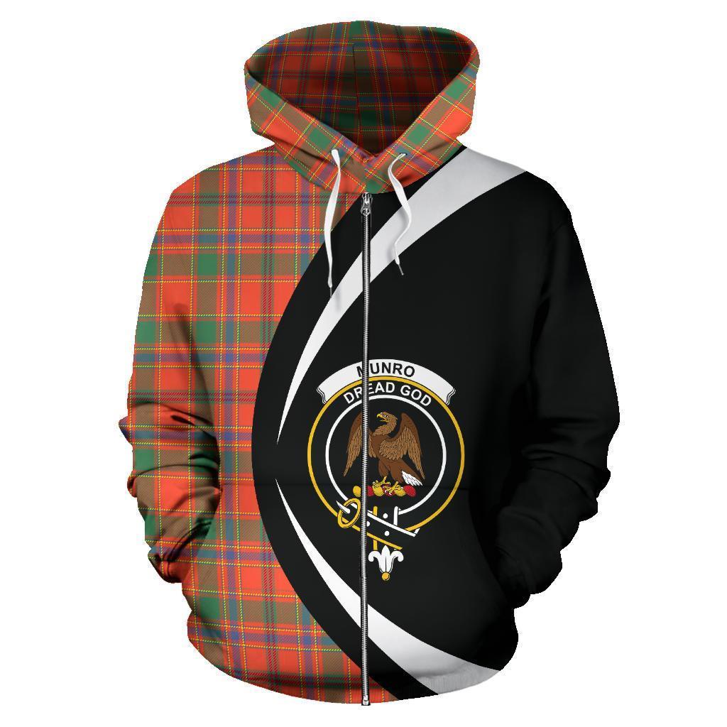 Munro Ancient Tartan Crest Zipper Hoodie - Circle Style