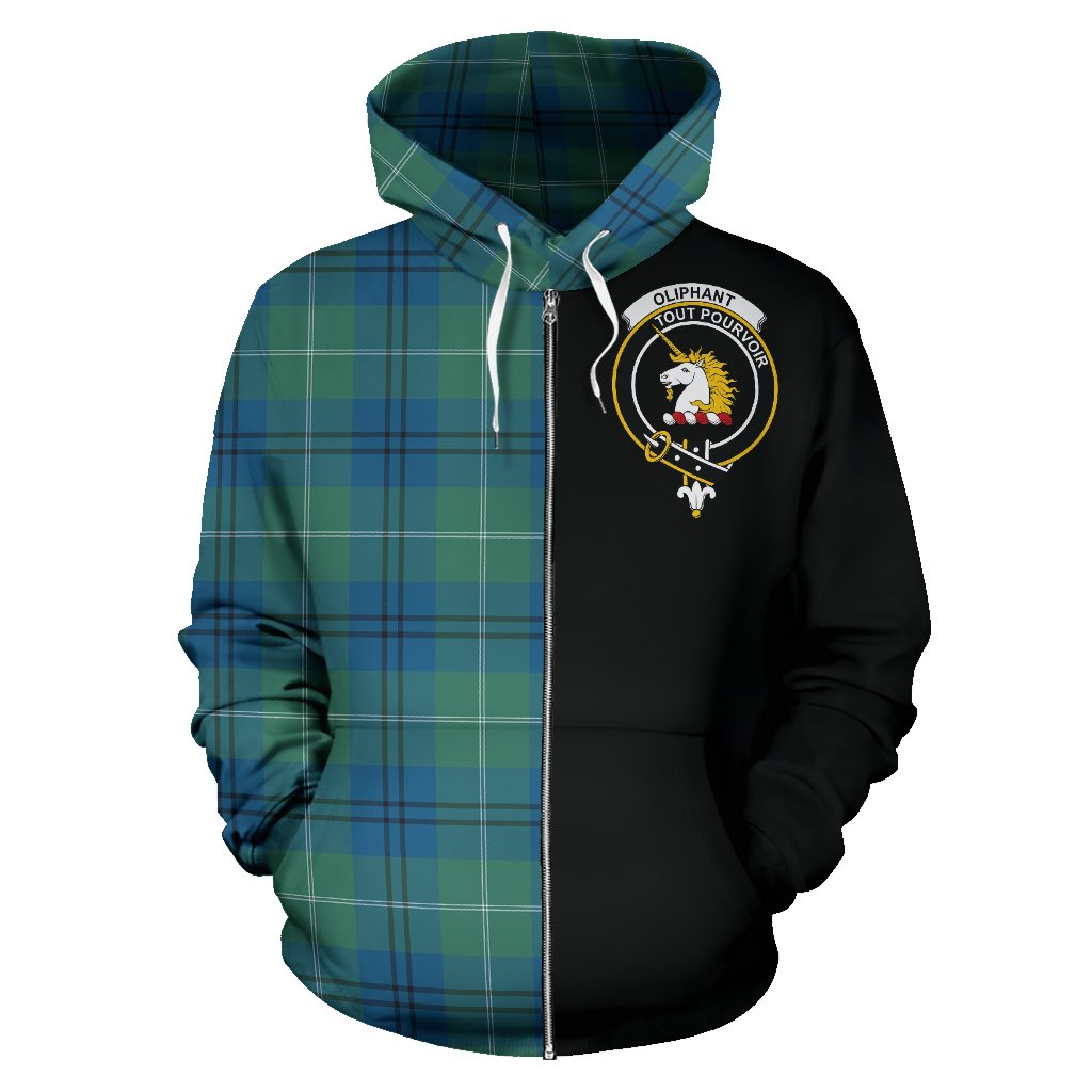 Oliphant Ancient Tartan Crest Zipper Hoodie - Half Of Me Style