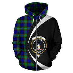 Sempill Modern Tartan Crest Zipper Hoodie - Circle Style