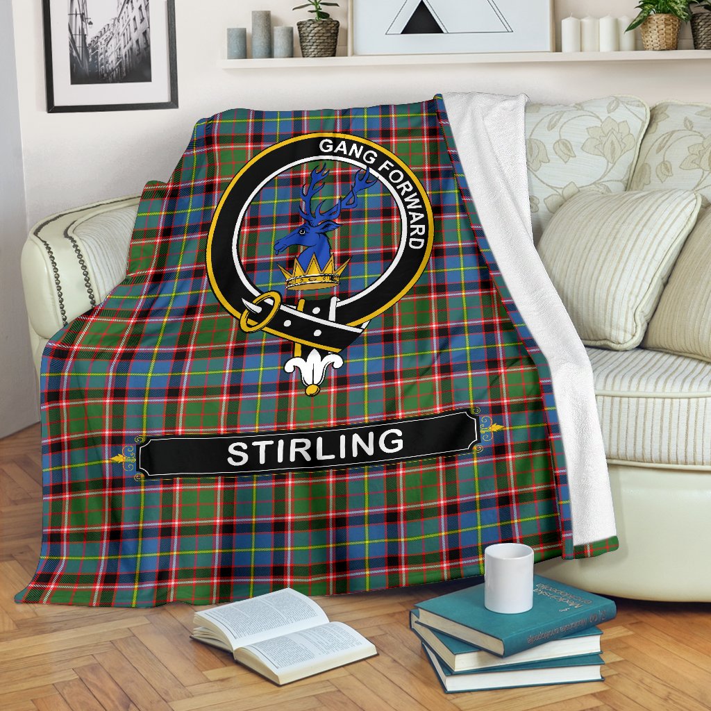 Stirling (of Cadder-Present Chief) Family Tartan Crest Blanket - 3 Sizes