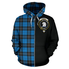 Ramsay Blue Ancient Tartan Crest Zipper Hoodie - Half Of Me Style