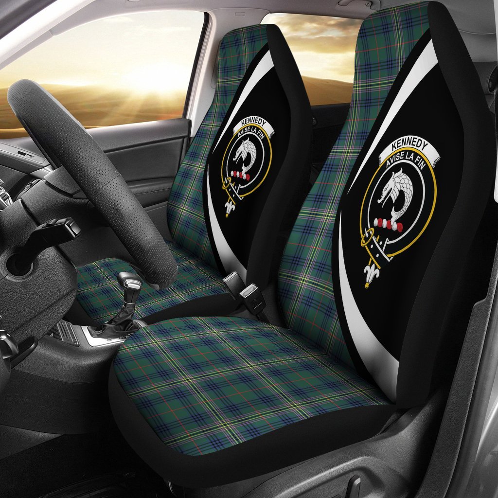Kennedy Modern Tartan Crest Circle Car Seat Cover