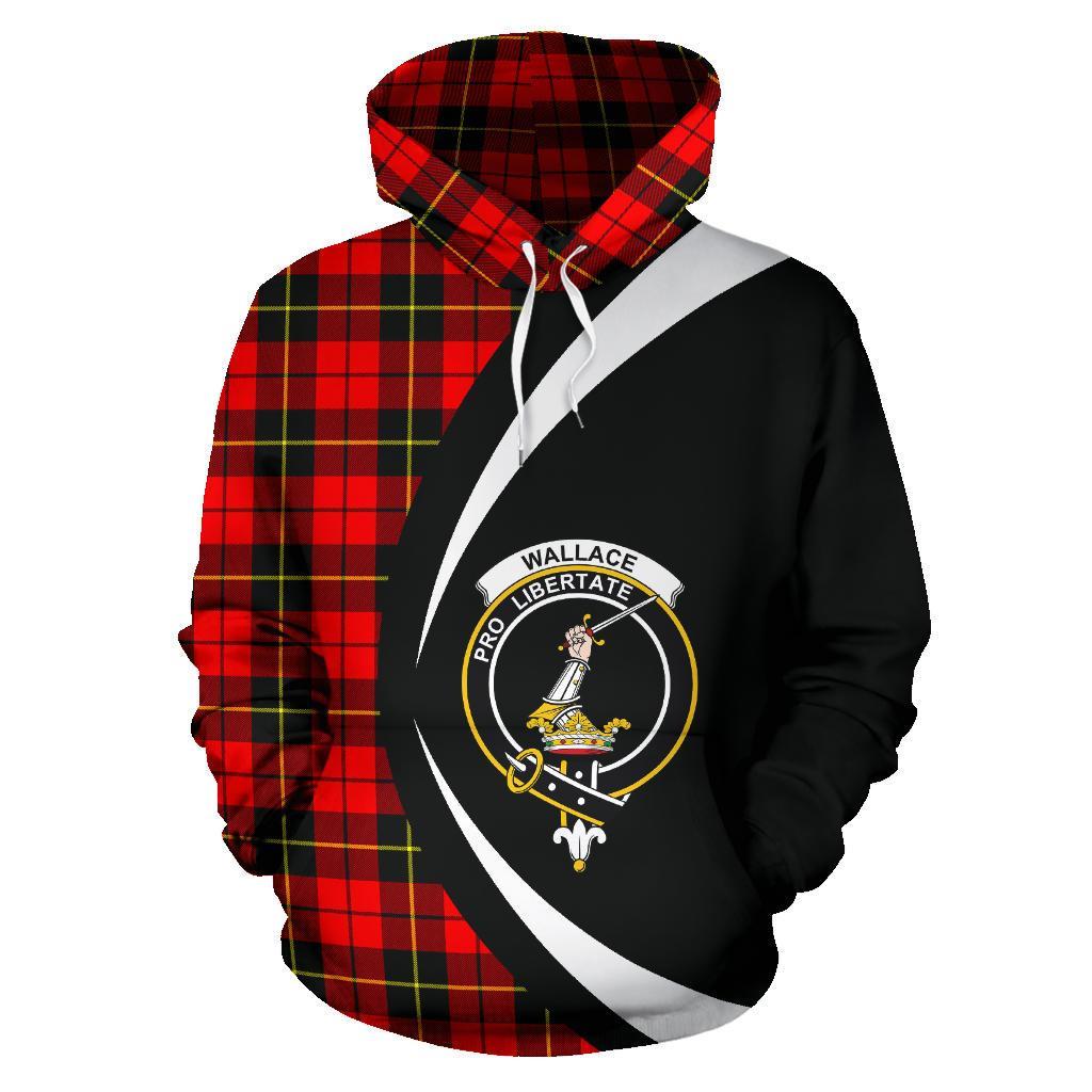 Wallace Hunting - Red Tartan Crest Hoodie - Circle Style