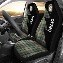 Craig Ancient Tartan Crest Car Seat Cover - Flash Style