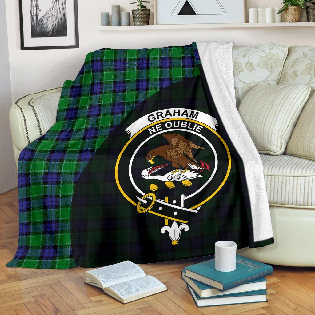 Graham of Menteith Modern Tartan Crest Blanket Wave Style