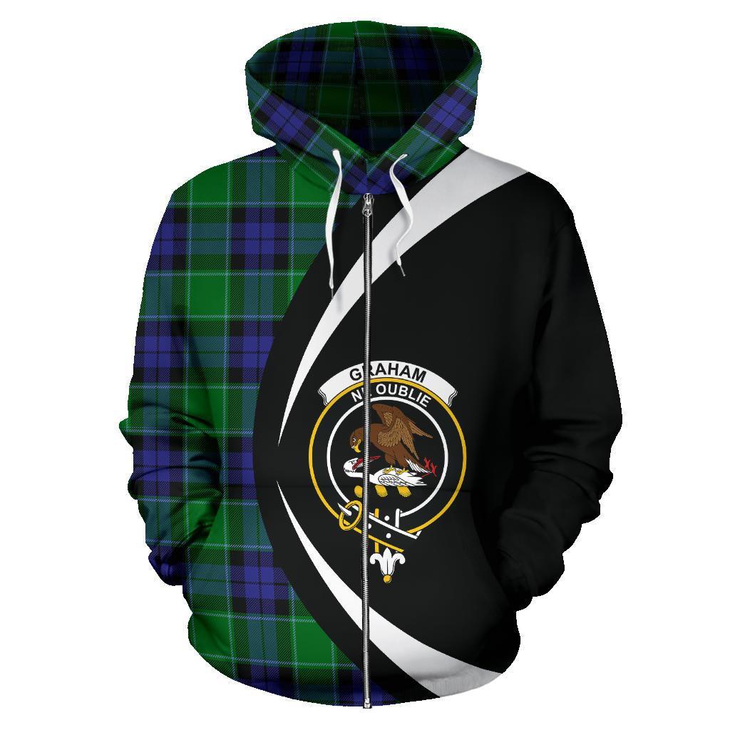 Graham of Menteith Modern Tartan Crest Zipper Hoodie - Circle Style