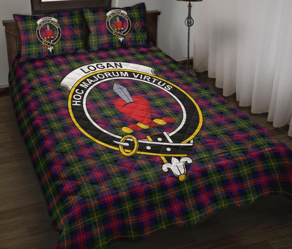 Logan Modern Tartan Crest Quilt Bed Set