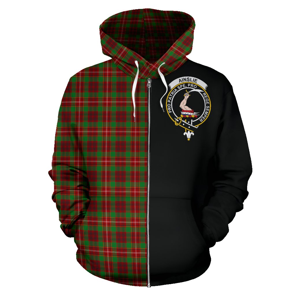 Ainslie Tartan Crest Zipper Hoodie - Half Of Me Style