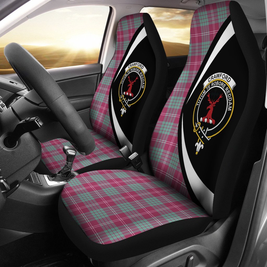 Crawford Ancient Tartan Crest Circle Style Car Seat Cover