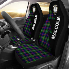 Malcolm (MacCallum) Modern Tartan Crest Car Seat Cover - Flash Style