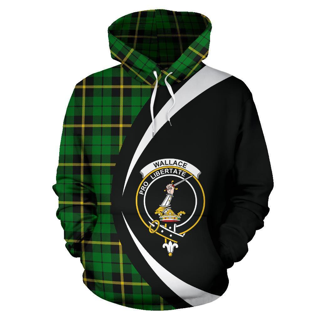 Wallace Hunting - Green Tartan Crest Hoodie - Circle Style
