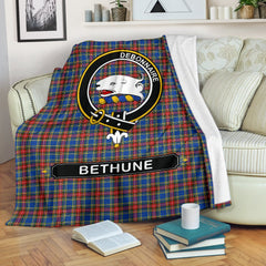 Bethune Family Tartan Crest Blanket - 3 Sizes