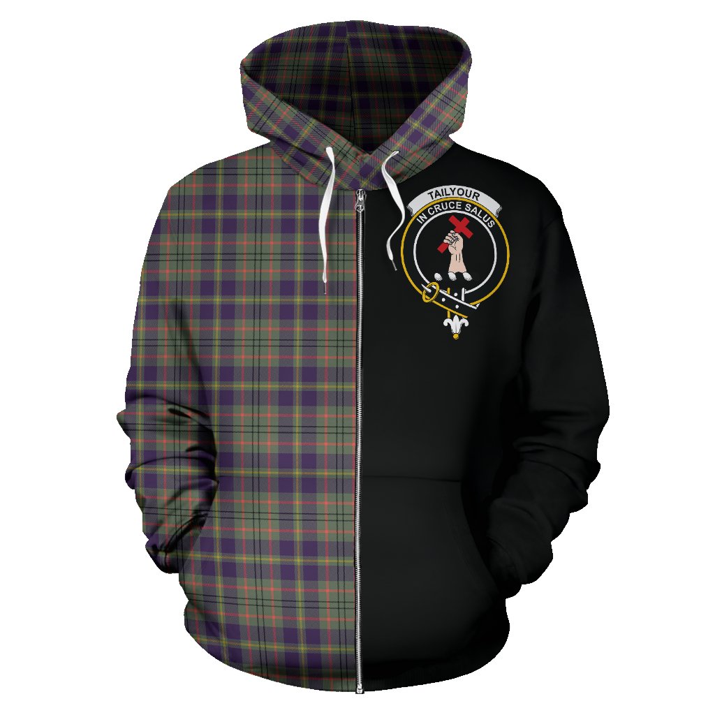Tailyour Weathered Tartan Crest Zipper Hoodie - Half Of Me Style