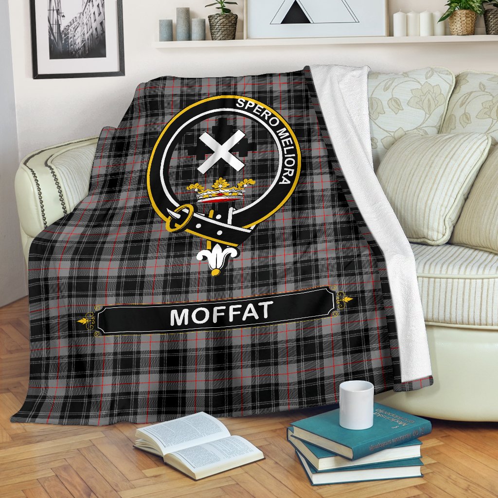 Moffat Family Tartan Crest Blanket - 3 Sizes