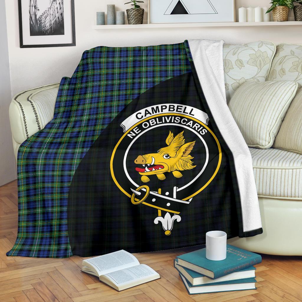 Campbell Argyll Ancient Tartan Crest Blanket Wave Style