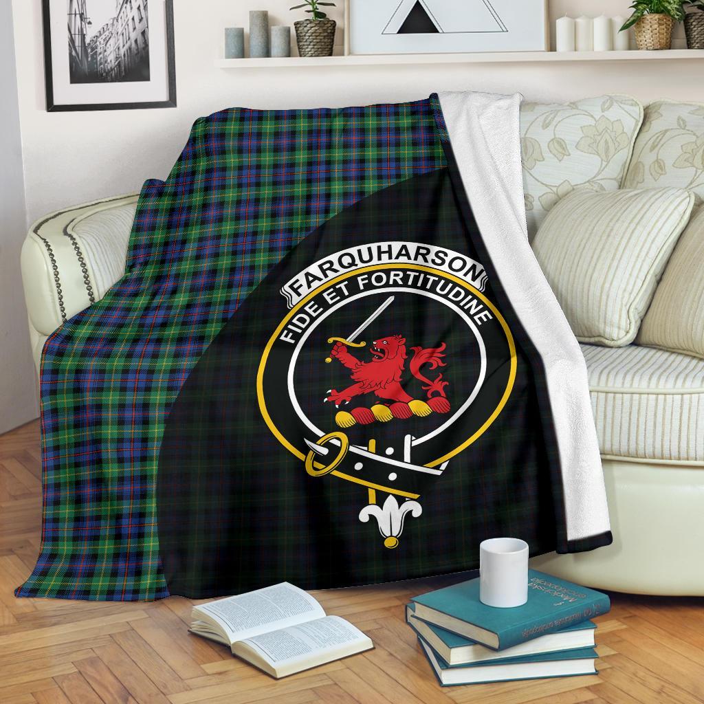 Farquharson Ancient Tartan Crest Blanket Wave Style