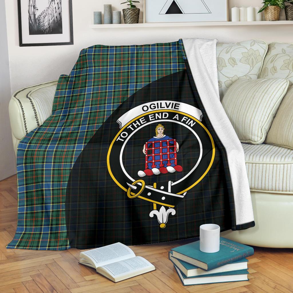 Ogilvie Hunting Ancient Tartan Crest Blanket Wave Style